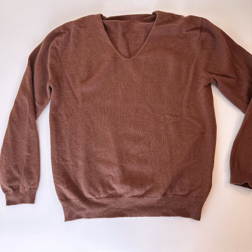 CAARA Brown Vneck Wool Sweater